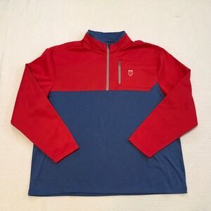 FALDO Men's Red Blue 1/4 Zip Pullover Long Sleeve Shirt Size XXL Polyester